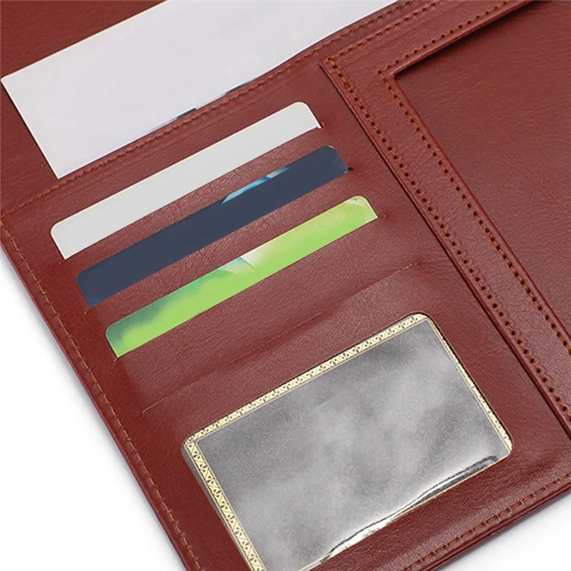 A41Z-A4 PU Padfolio File Folder Portfolio Business Document Holder Metal Clipboard Pad Document Organizer Holder