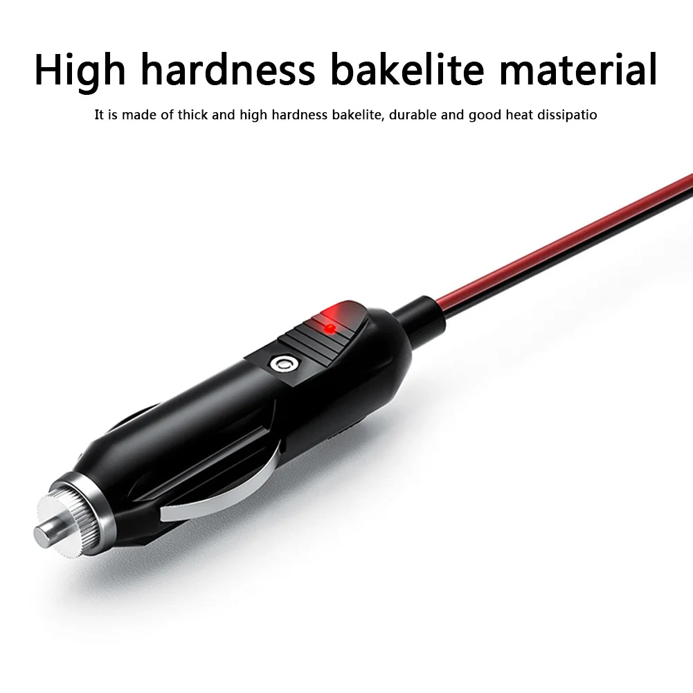12/24V Auto 15A Male Car Cigarette Lighter Socket Plug Connector Adapter Safe with LED Indicator Light,0.6/1.5/4M Cable Long