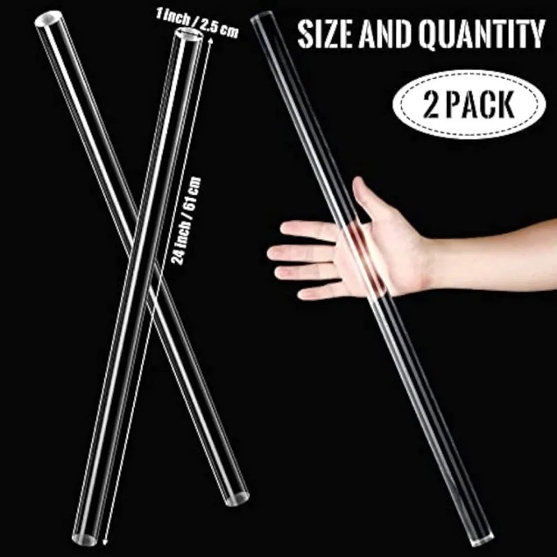 2 Pack 24 Inch Acrylic Round Rod for DIY Crafts, Acrylic Rods Acrylic Sticks 1 Inch Diameter Acrylic Dowel Rods for Plant