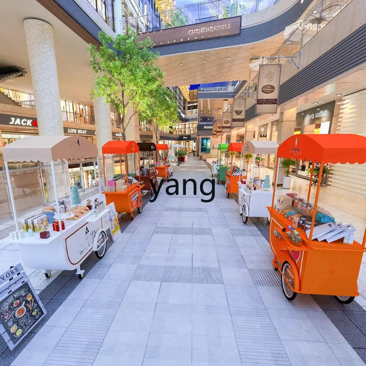 CX shopping mall stall creative wrought iron movable dining car scenic night market display car