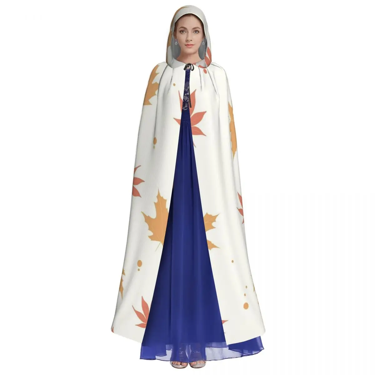 Maple Fallen Leaves Hooded Cloak Autumn Leaf Aldult Cape Cosplay Costume Party Accessory