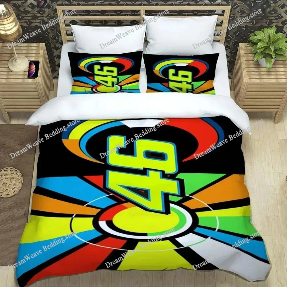 3D Printed Motorcycle Fleet VR-46 Duvet Case Pillowcase Bedding Set Twin Full King for Kids Adults Bedroom