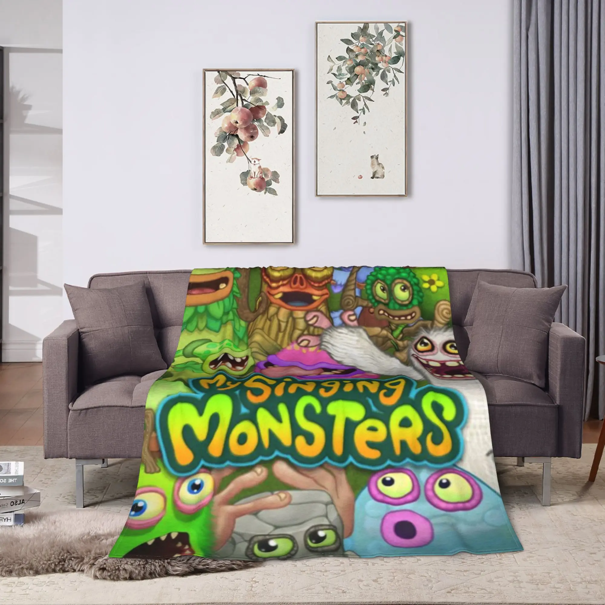 Super Soft Blankets Travel My Singing Monsters  Throw Blanket  Flannel Bedspread For Outdoor Funny Sofa Bed Cover