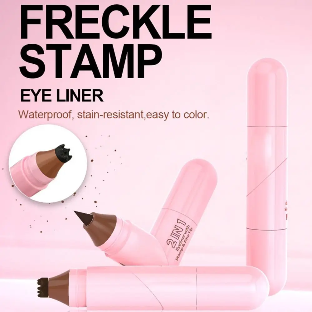 ختم النمش الصناعي المزدوج الأطراف مع كحل مقاوم للماء ومقاوم للتلطخ قلم مكياج النمش سريع الجفاف 2 في 1 قلم النمش