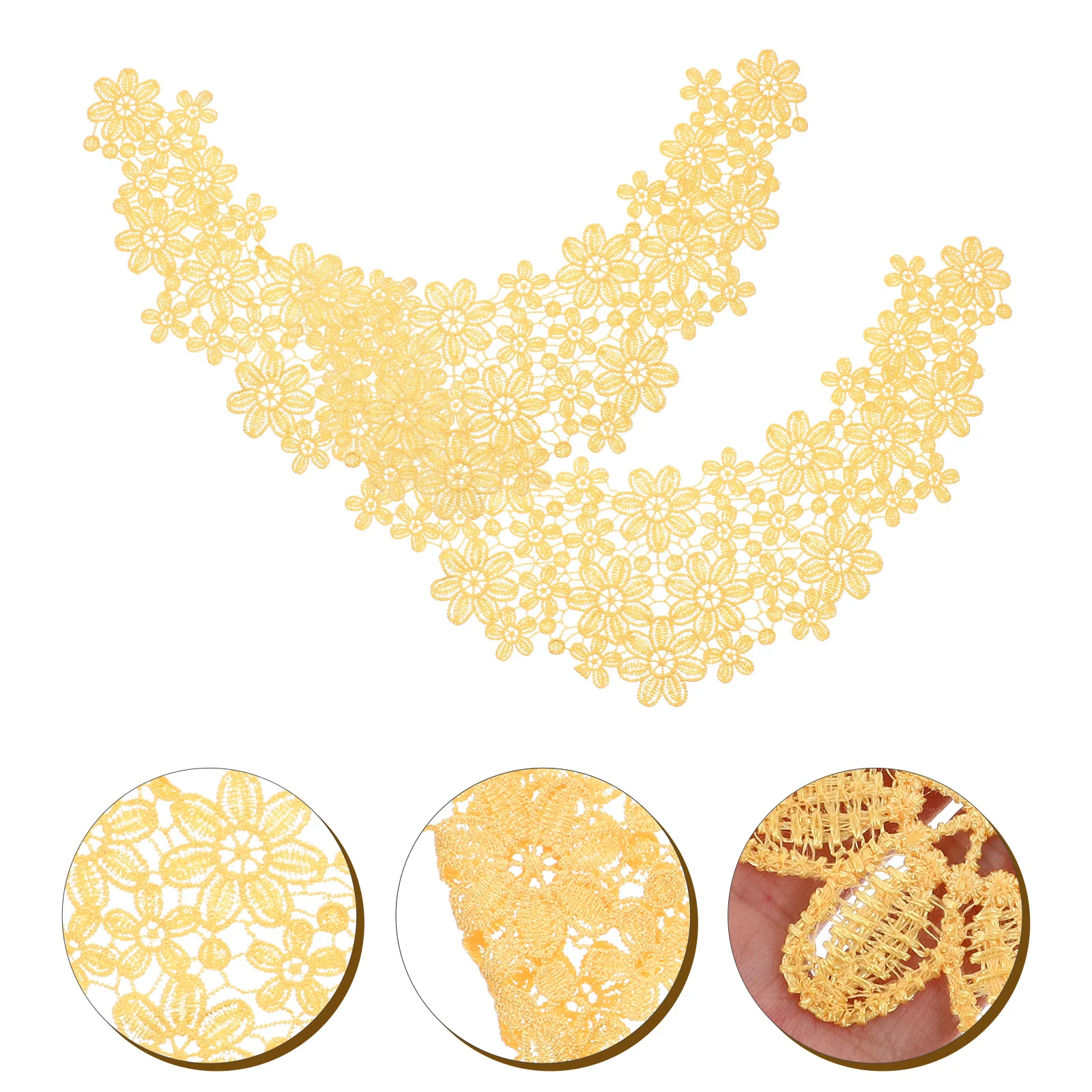 

2Pcs Lace Floral Collar Embroidered Applique Neckline Patch Lightweight DIY Dress Bridal Handbag Hat Accessories