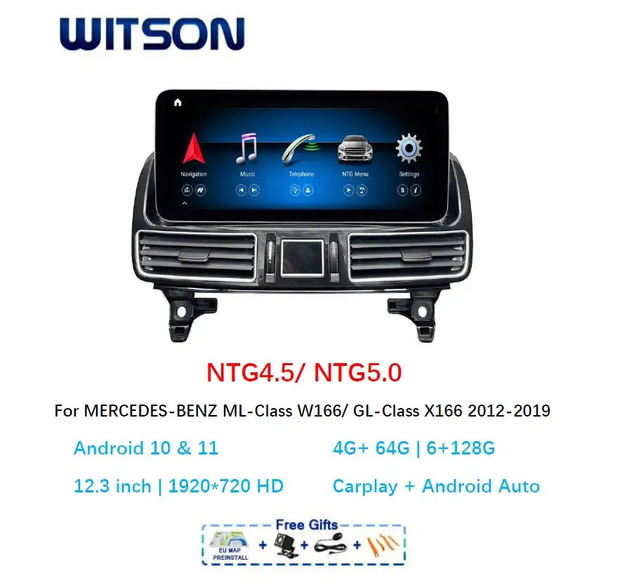 

WITSON Android 10 & 11 Car Multimedia for MERCEDES BEN ML-Class W166 GL-Class X166 2012-2015 12.3'' Screen Carplay Auto Stereo