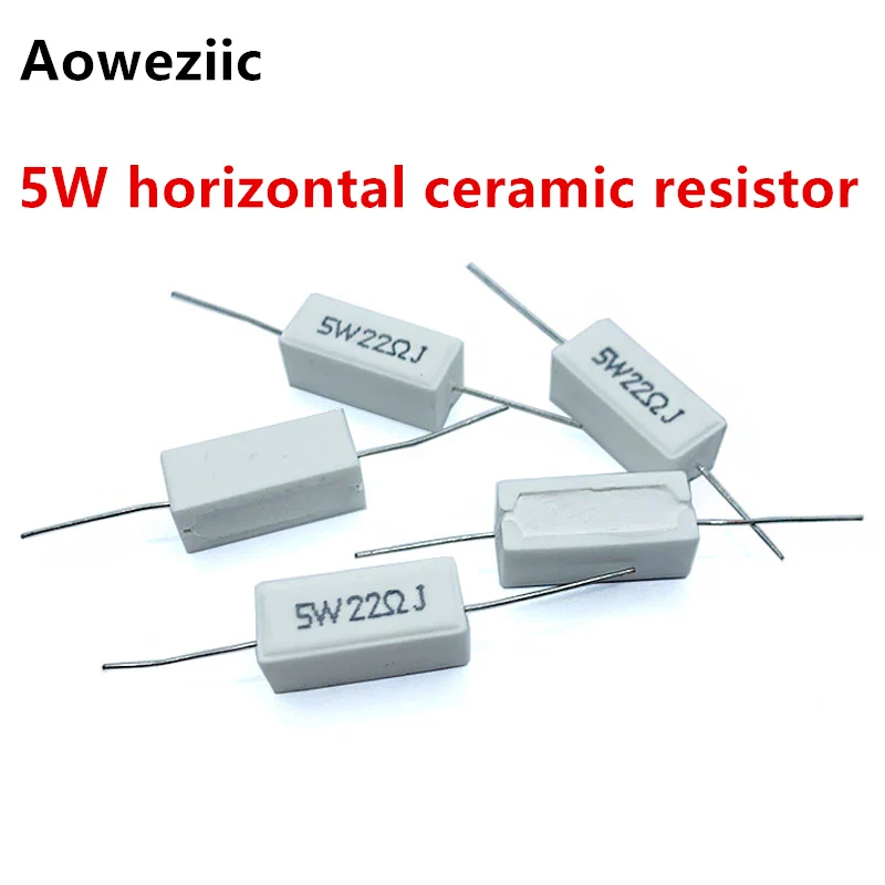 10Pcs 5W 560RJ 620R 680R 750R 820ΩJ 910R 1K 1.2K 1.5K 1.8K 2KJ 2.2KJ 2.4KJ OHM Horizontale Résistance au Ciment En Céramique ± 5% RX27 SQP