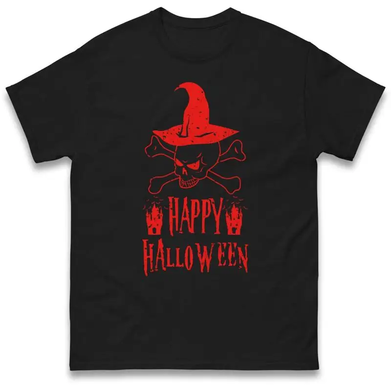 

Happy Halloween Horror Skeleton T Shirt Night Party Spooky Creepy Top