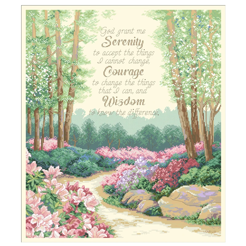 God grant me serenity cross stitch package 18ct 14ct 11ct light yellow cotton silk embroidery DIY handmade needlework