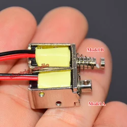 DC 5V~6V Mini DC Solenoid Electromagnet Self-holding Suction Type 7.2ohms Micro Electric Magnet Central Hole/Hook Hole