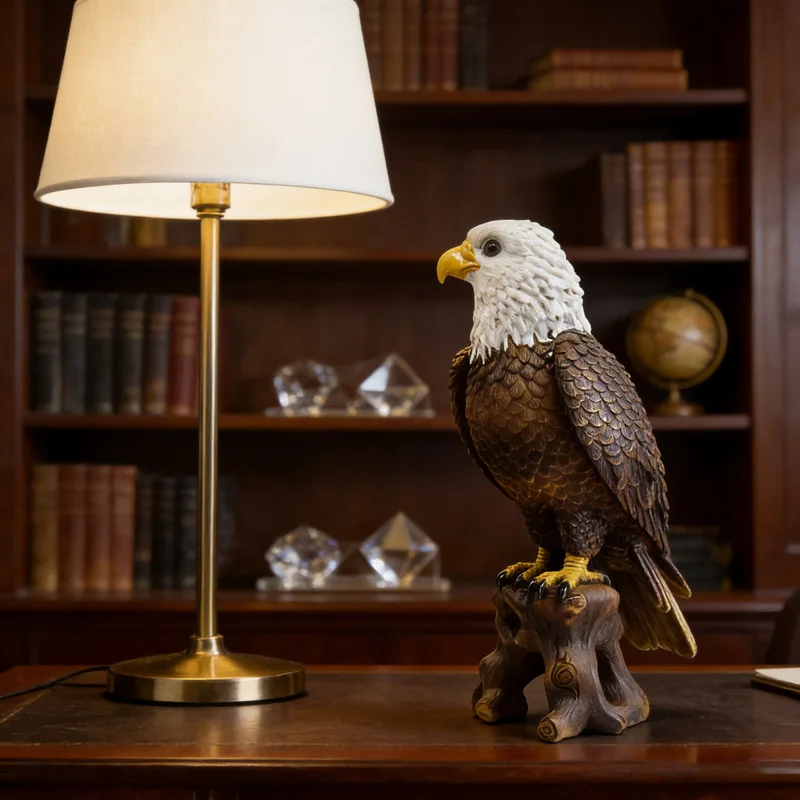 2026 New Realistic Bald Eagle Resin Statue, American‑Style Luxury Ornament, Indoor Decor for Living‑Room & Entrance, Outdoor Gar