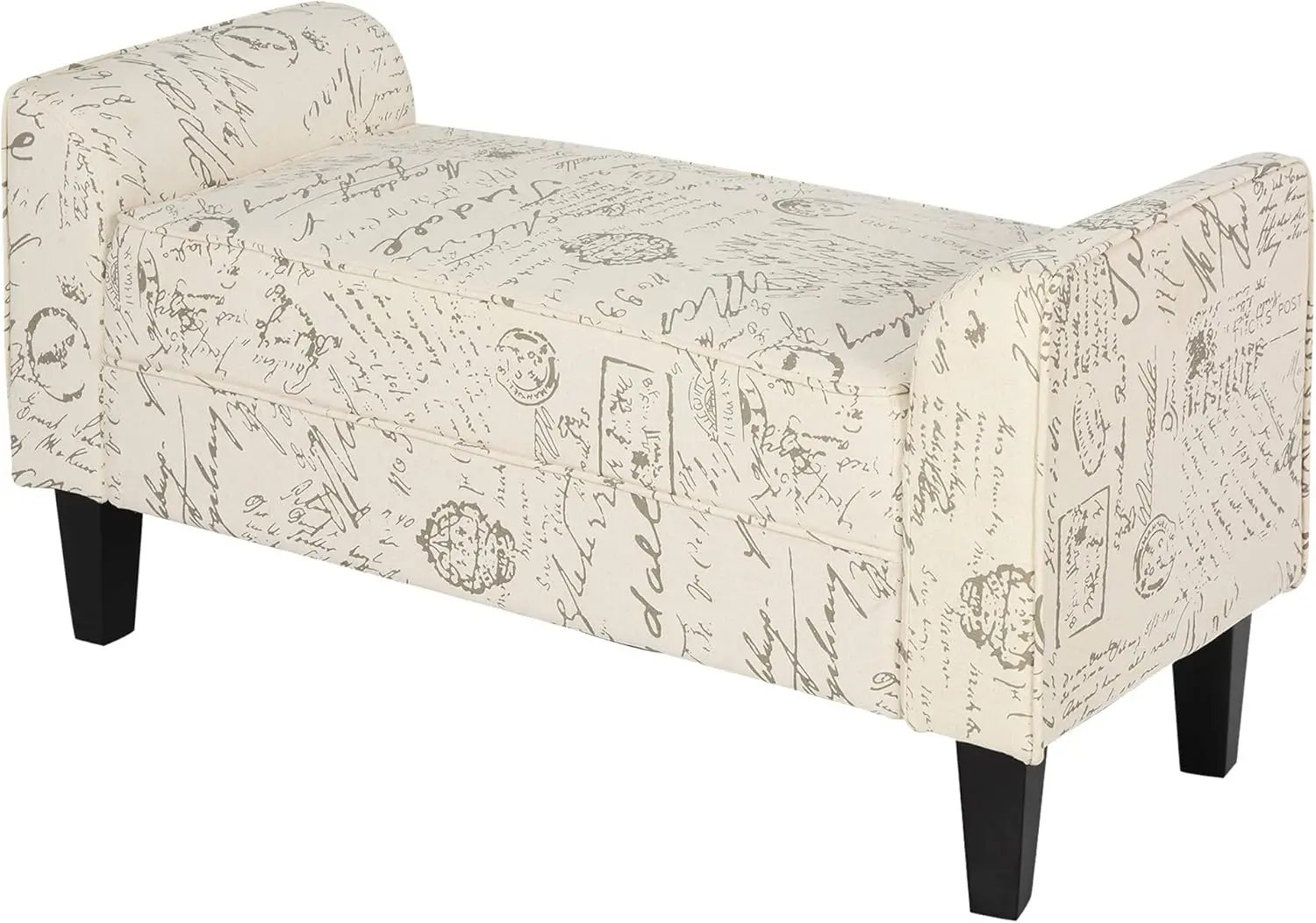 

41" Ottoman Bench, Linen Armed Entryway Bench, Print with Cream White Parchment Background Benches Wiggle stool Portable stool