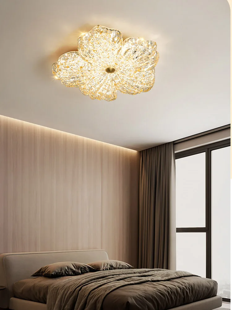

Elegant Flower Shape LED Ceiling Light Modern Round Lamp for Bedroom Living Room Home Decor Dimmable Lighting