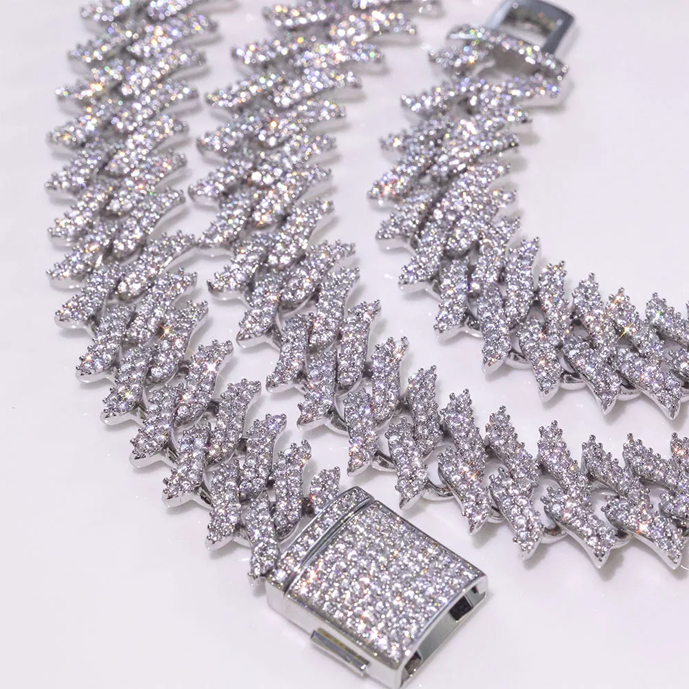 

Iced Out Hip Hop Cuban Chain 16mm Pointed CZ Diamond Men Necklace High Quality Brass Bling Jewelry Banquet Party Gift Wholesale