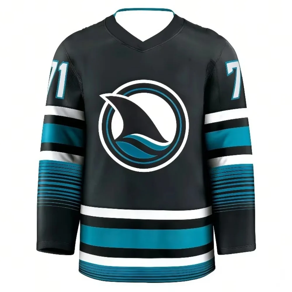 Bestseller Celebrini 71 Hai-inspiriertes Eishockey-Trainings-Trikot Atmungsaktives Sport-Oberteil mit Langen Ärmeln und 3D-Druck – Detail 4