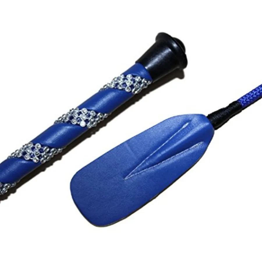 Jump Bat 18 Inch Riding Crop Horse and Rhinestone Decorated Handle Color Choice: Black, Blue, Green, Fuchsia, Pink, Purple, Red