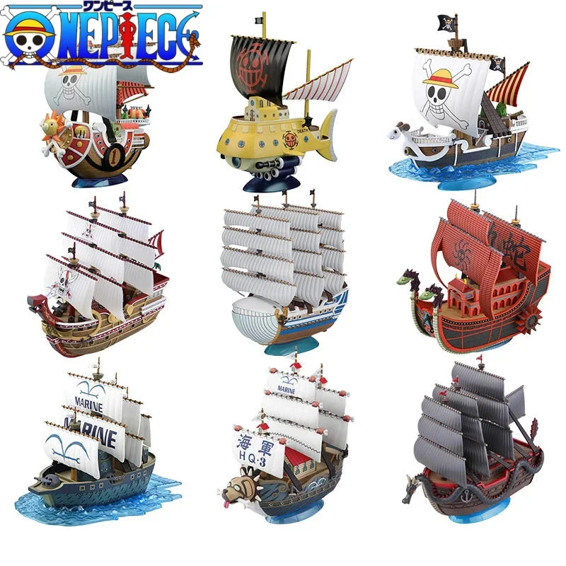 

New One Piece 15th Anniversary Thousand Sunny Anime Figure Merry Whitebeard Shanks Pirate Ships Assembly Toy Figurine Model Gift