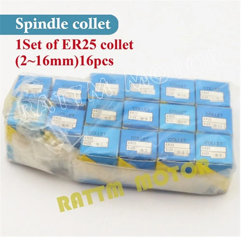 Ensemble complet de pinces à ressort de précision pour broche CNC, outil de tour de fraisage, machine à graver, battant de 0.1mm, ER25 2-16mm, 16 pièces