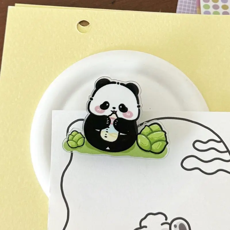 National treasure Panda double-sided acrylic note holder for school supplies, multi-functional storage and sealing holder