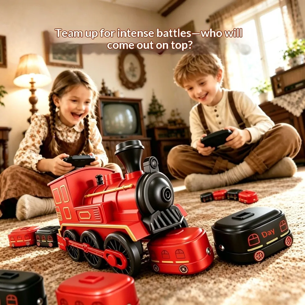 Remote Control Magnetic Greedy Little Train Magnetic Suction Greedy Snake Battle Simulation Toy Educational Interactive Play Toy
