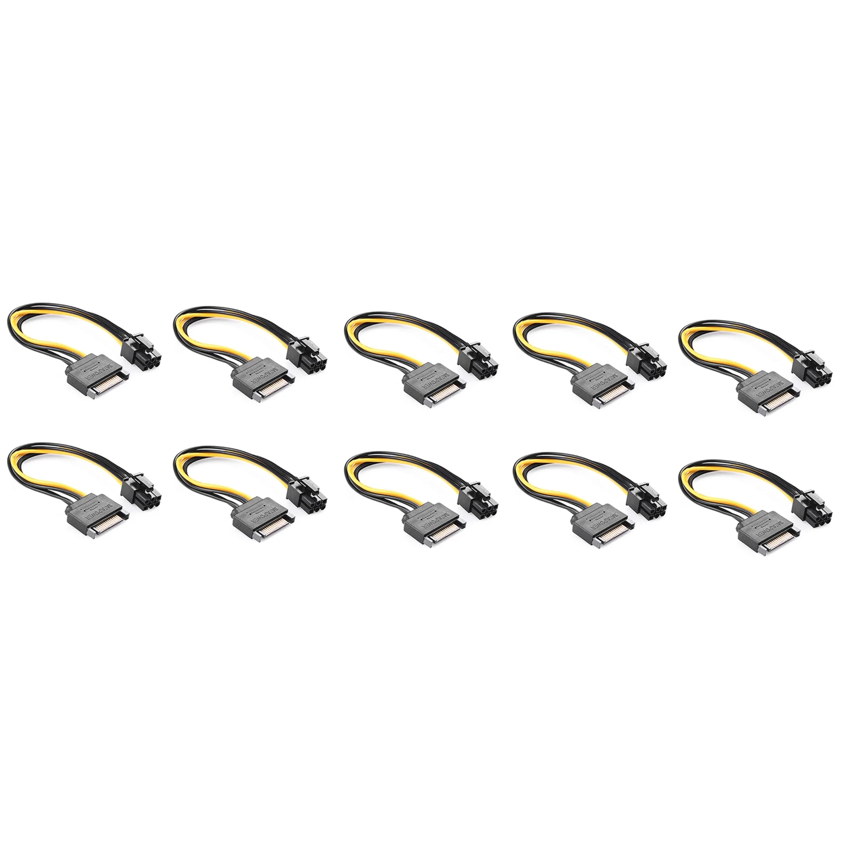 

10 Pcs 15Pin SATA to 6Pin Cable Adapter Connector 6P PCI-E Express Adapter Graphics Video Card Converter Cable