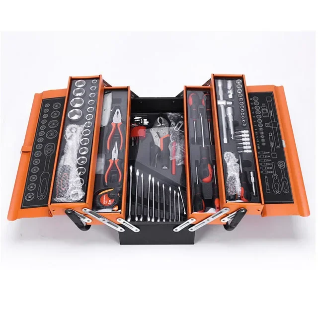 

85pcs Tool Set Iron Box With 3 Drawers 72 Teeth Auto Release Wrench Mechanic Tool Kit For Repair Workshop Garage