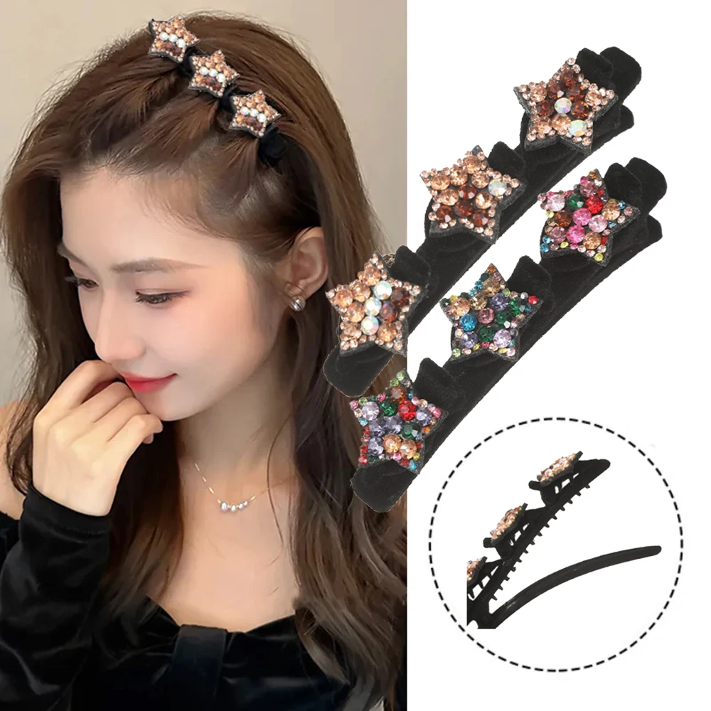 Women Hair Clip Flowers Side Braided Hair Clips Girls Alice Sweet Hair Barrettes Hair Accessories Hairpin Flocking Bangs Clip