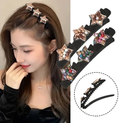 Women Hair Clip Flowers Side Braided Hair Clips Girls Alice Sweet Hair Barrettes Hair Accessories Hairpin Flocking Bangs Clip