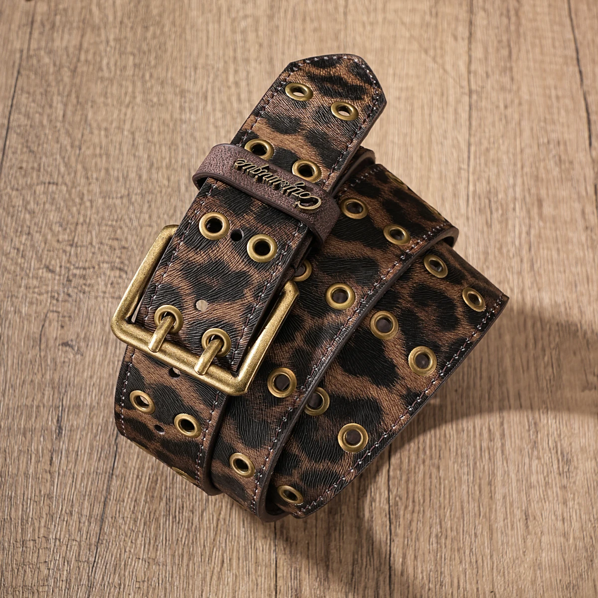 1 Piece - Classic Retro Belt - Men's and Women's Matching Design - PU Material with Metal Eyelets and Double-needle Buckle - view 2