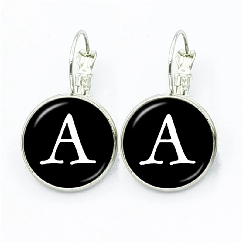 26 A-Z Initial Letter French Hook Earrings Alphabet Name Crystal Earring Piercing Jewelry Pendientes Brincos