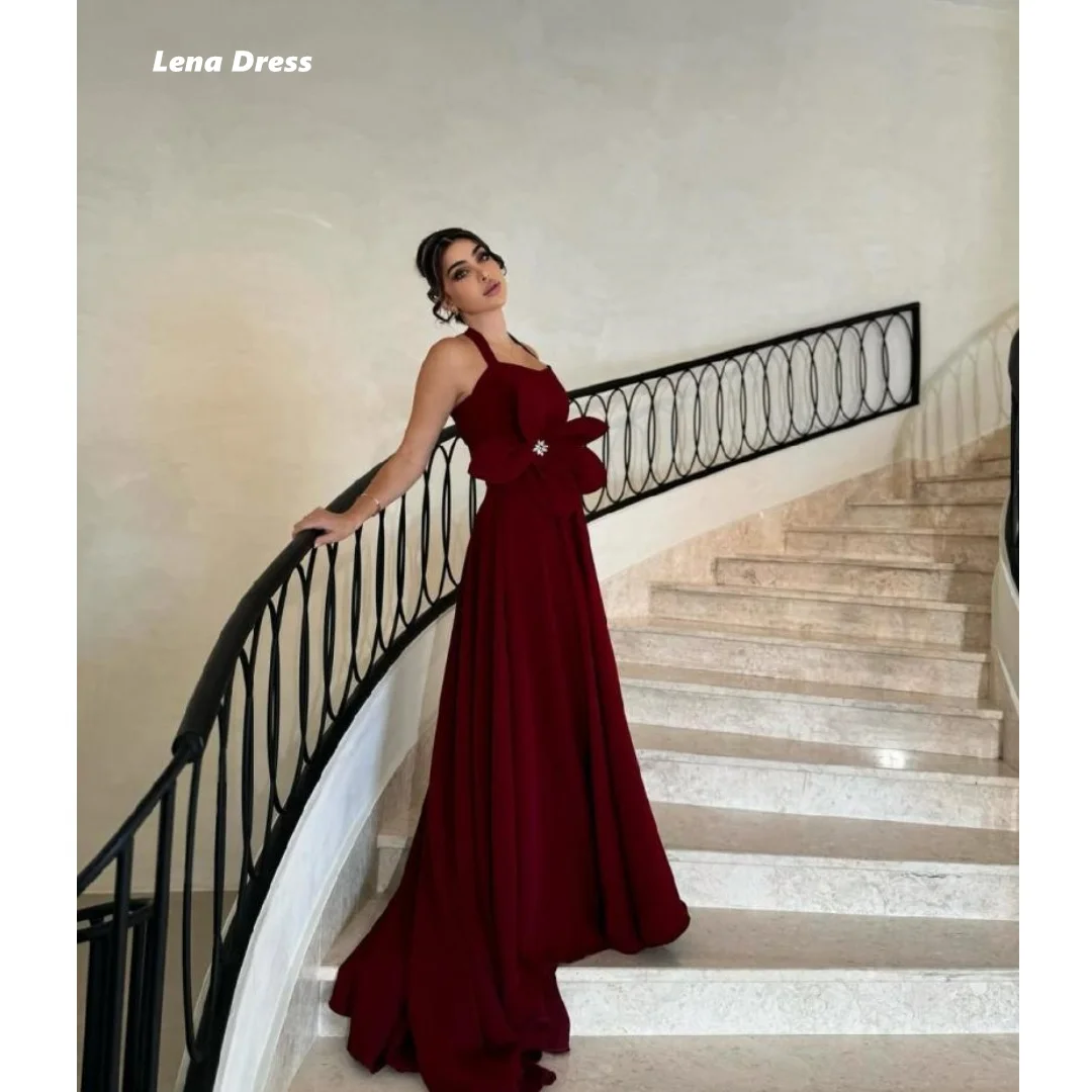 

Lena Prom Dresses for Special Occasions Custom Made Dress Women Elegant Party Dresses Woman Wedding Halter Neck Claret Evening