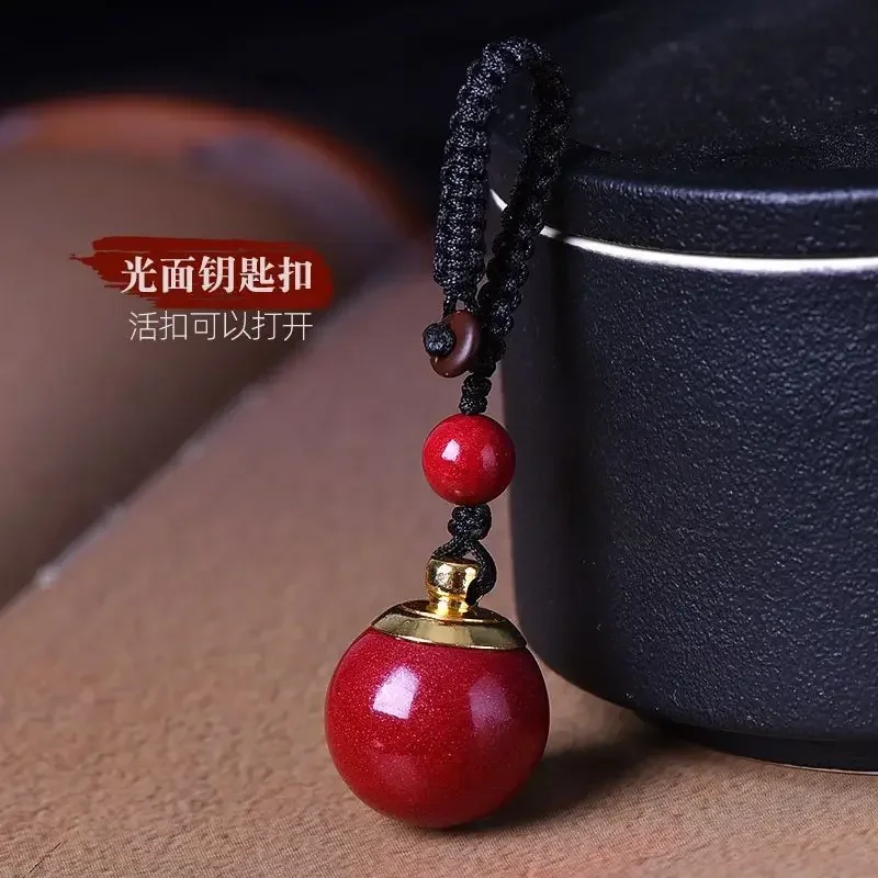 Ciondolo cinabro bottiglia vuota apribile GoodLucky Bead collana da uomo e da donna in pietra grezza naturale Gagu Box Hollow Red Rope