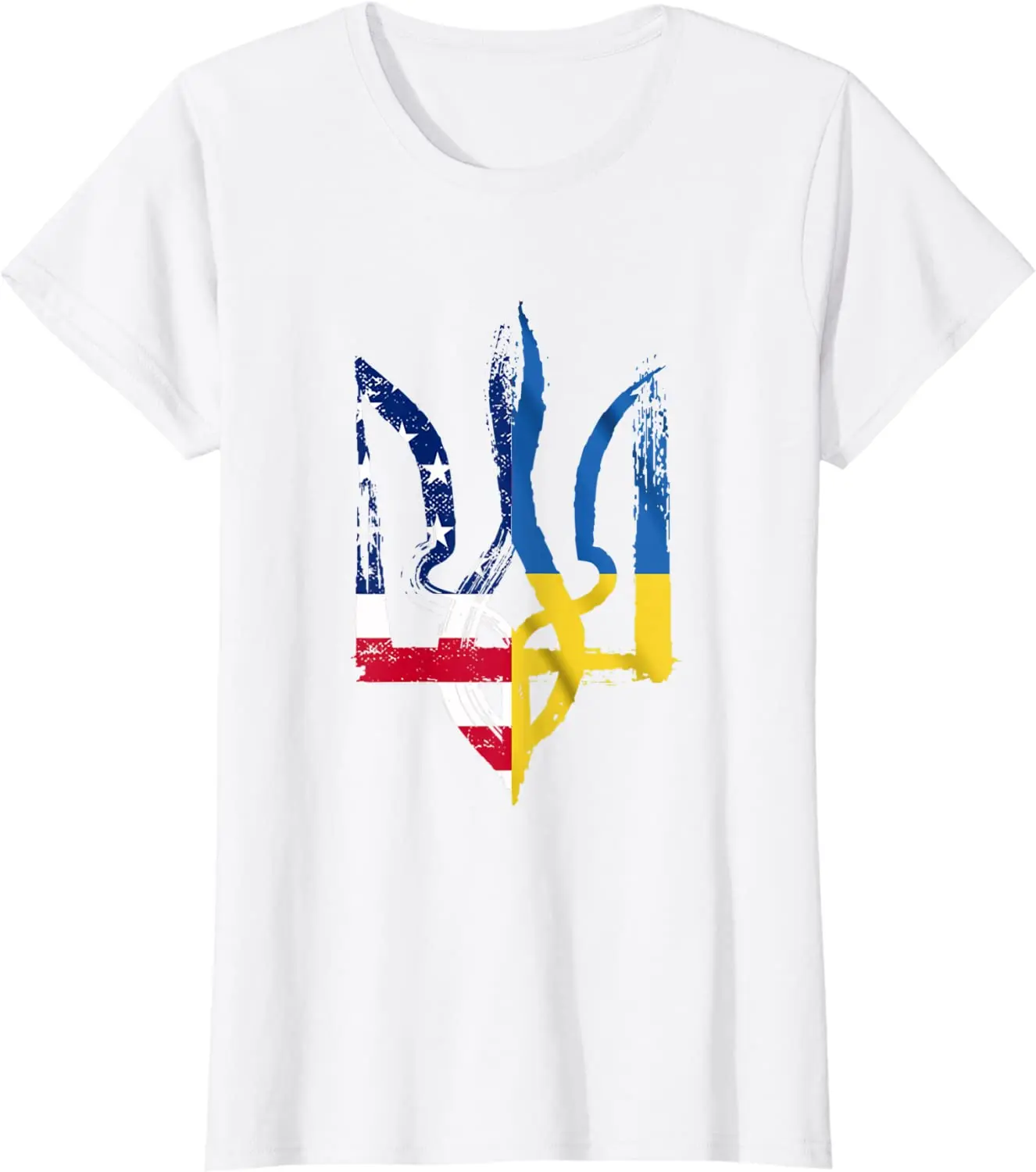 Vintage Ukraine American Flag Ukrainian Trident Men T-Shirt Short Sleeve Casual 100% Cotton O-Neck Summer Shirt