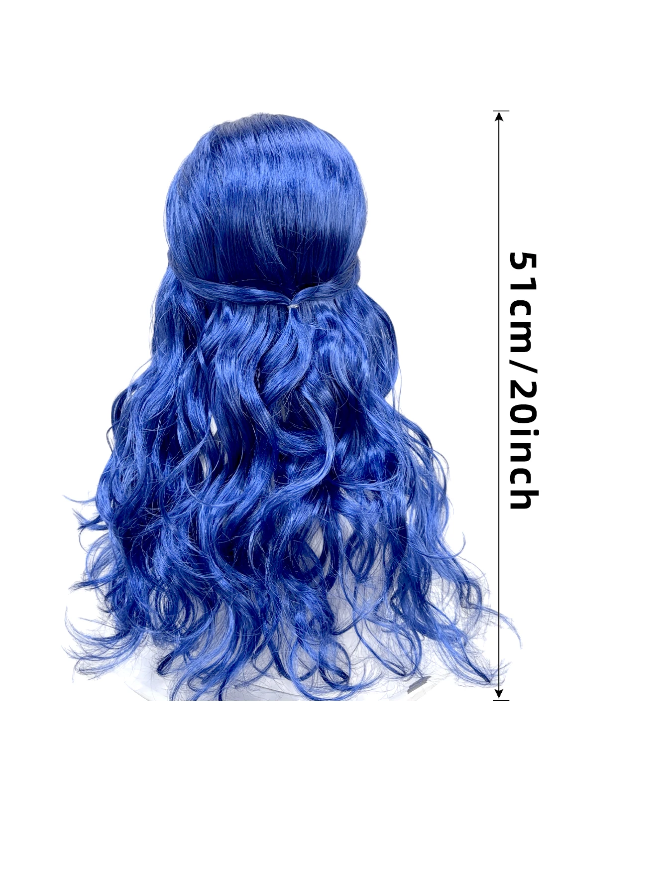 Bright Blue Half Up Long Wavy Wig Synthetic Hair Middle Part Anime Cosplay Halloween Costume Party Full Wigs for Women Girls