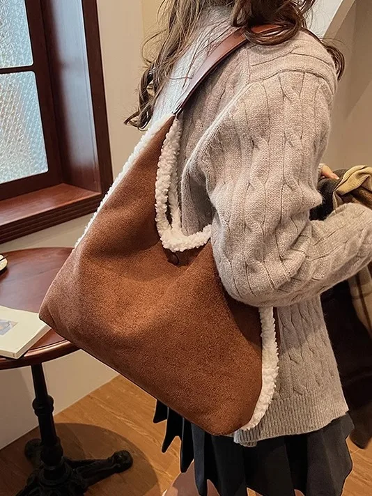 

2025 New Women's Autumn/Winter Soft Plush Shoulder Bag, Large Capacity Handbag, Commuter Bag, Casual and Simple Bag