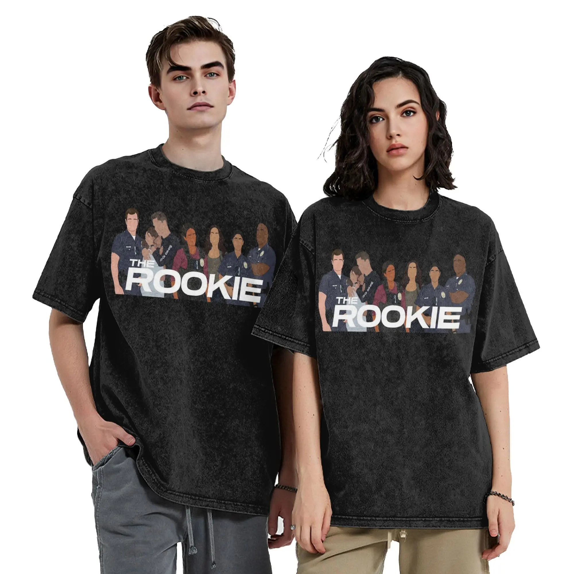 تي شيرت مغسول The Rookie Cast الموسم 7 برنامج تلفزيوني الهيب هوب تي شيرت كبير الحجم ملابس الشارع الشهير مطبوعة تي شيرت للرجال والنساء