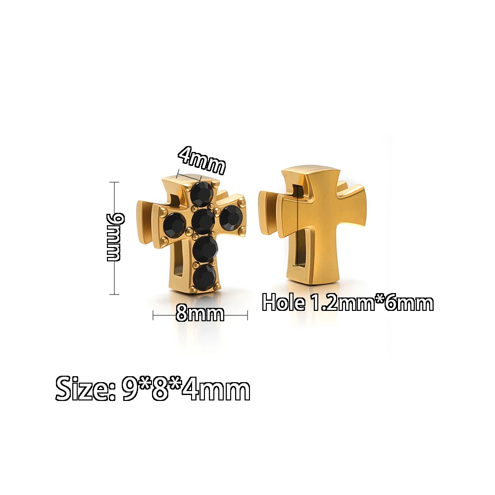 5 Stück Edelstahl-Flachketten mit 6mm Löchern, Zirkonperlen, Stern-, Herz- und Kreuzanhängern für die Herstellung von Halsketten, DIY-Schmuck und Armbändern – Detail 4
