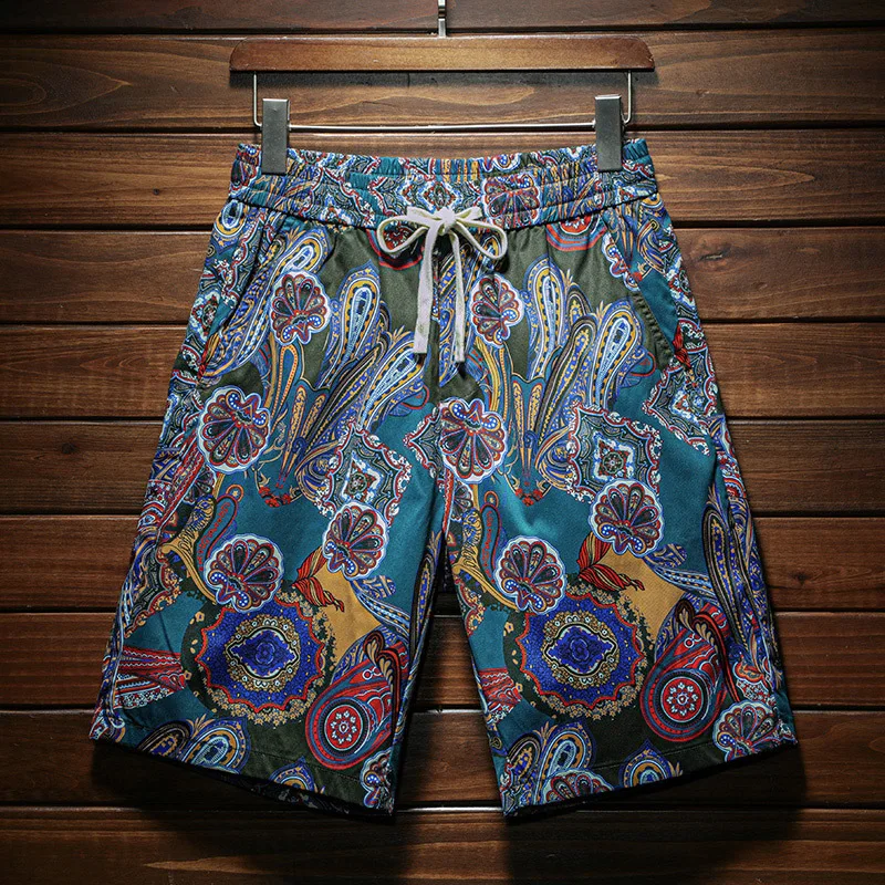 Beach Shorts Men2024Summer Lightweight Breathable and Loose Versatile Fashion Printed Stretch Street Trend Outdoor Cropped Pants