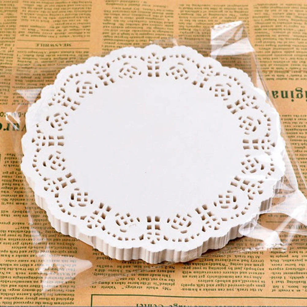 

100pcs White Lace Paper Doilies 6.5Inch Oil Absorbing Cake Liners Disposable Round Cake Pads For Wedding Party Baking Tools