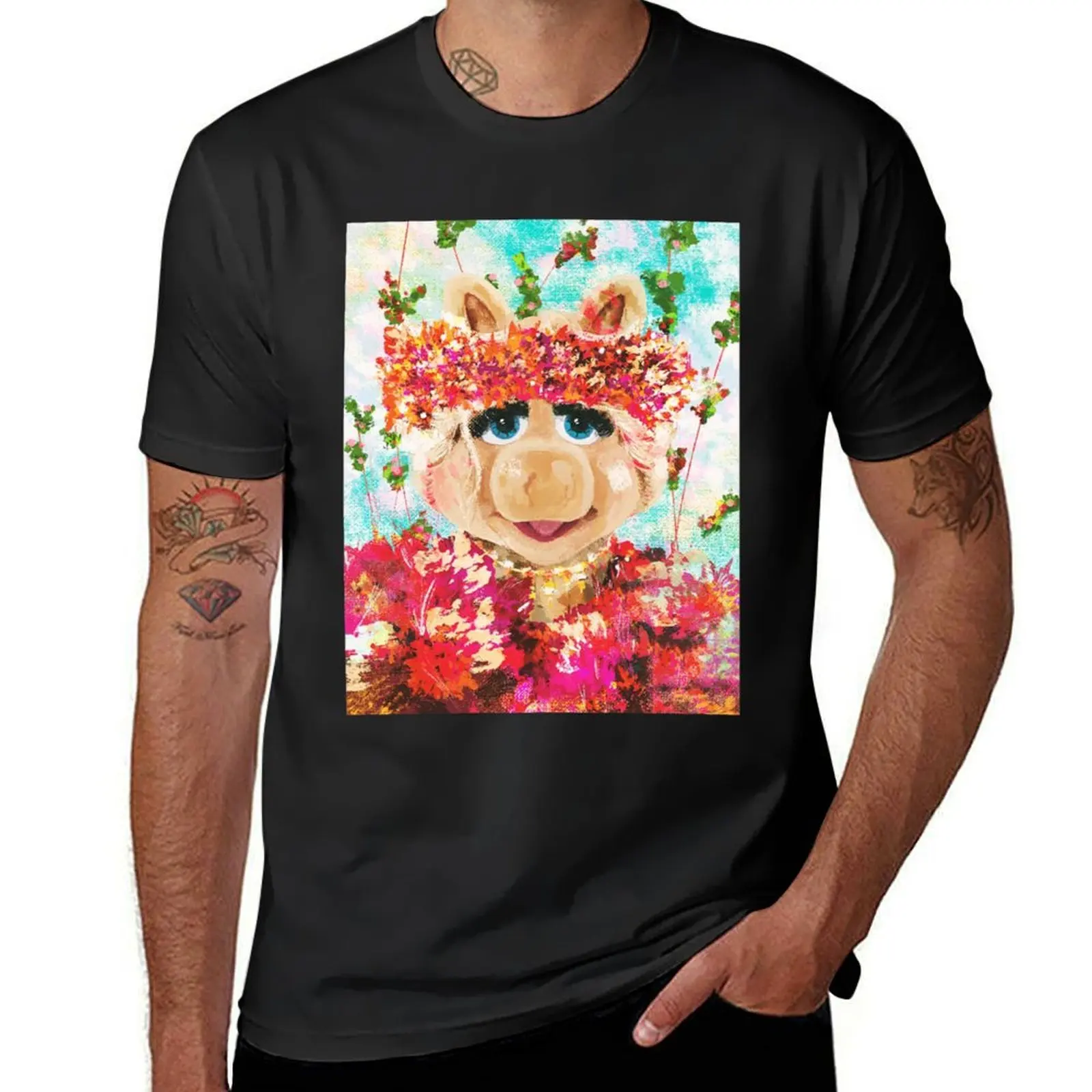 Miss Piggy Art T-Shirt anime Short sleeve tee oversizeds korean fashion men graphic t shirts