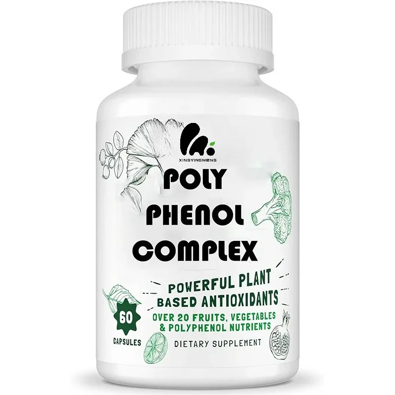 2250mg Polyphenol Supplement with Over 20 Types of Fruits, Vegetables, Quercetin, Turmeric, Powerful Antioxidants, 60 Capsules