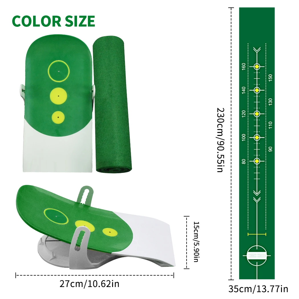 Caiton Golf Putting Mat: Portable Foldable Design, 6 Adjustable Slopes, Realistic Indoor Green with Auto Ball Return