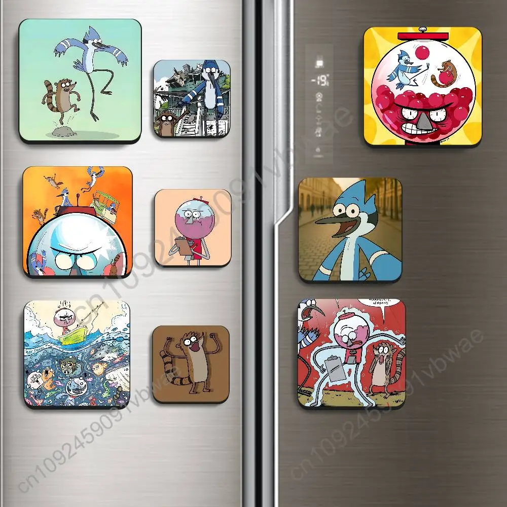 Mordecai Benson Regular Show Black Square Plastic Fridge Magnet, for Magnetic Sticker No Trace Left, Durable, Smooth Textured