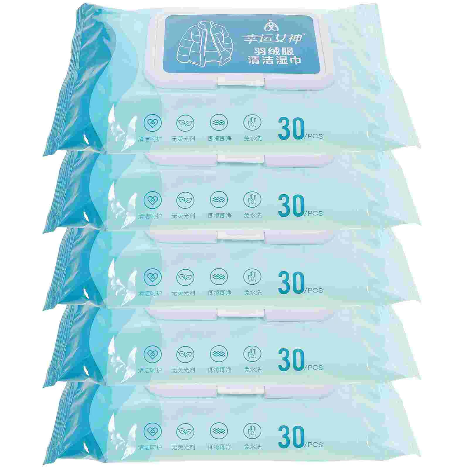 

5 Packs down Jacket Cleaning Towel Convenient Wipes Cleaner Water Free Tool Disposable No-water Washing Fabric-safe