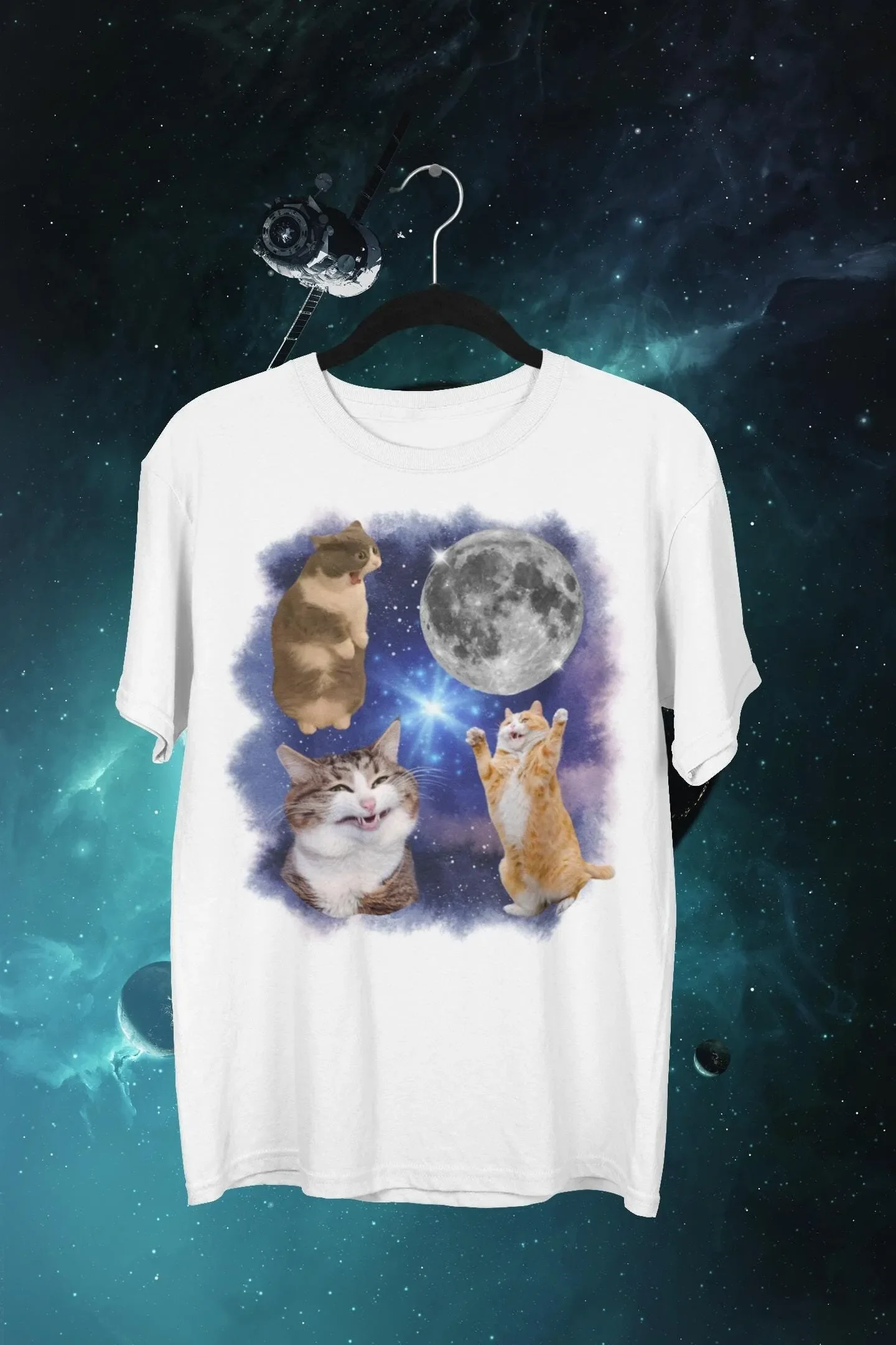 Cats In Space Funny Meme T Shirt Animal Moon Unhinged Cat Lovers Lover