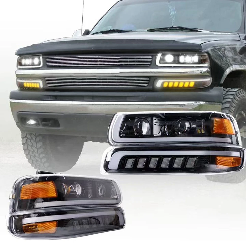 

Для 99-02 Chevrolet Silverado 1500/25 светодиодные фары для Chevrolet Suburban 1500/25 Tahoe 2000-2006 автомобильный аксессуар