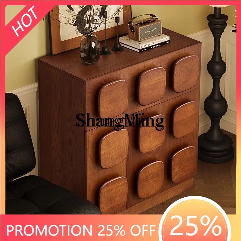 

SM new home retro wind chest cabinet master bedroom bedside cabinet drawer all solid wood five bucket locker