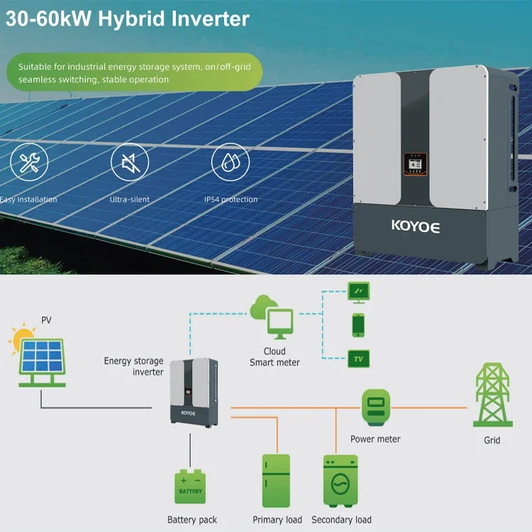 Koyoe 30KW Solar Power Inverter Mppt Pv 40KW 50KW Pure Sine Wave Off Grid 60KW Hybrid Inverters Three phase 3