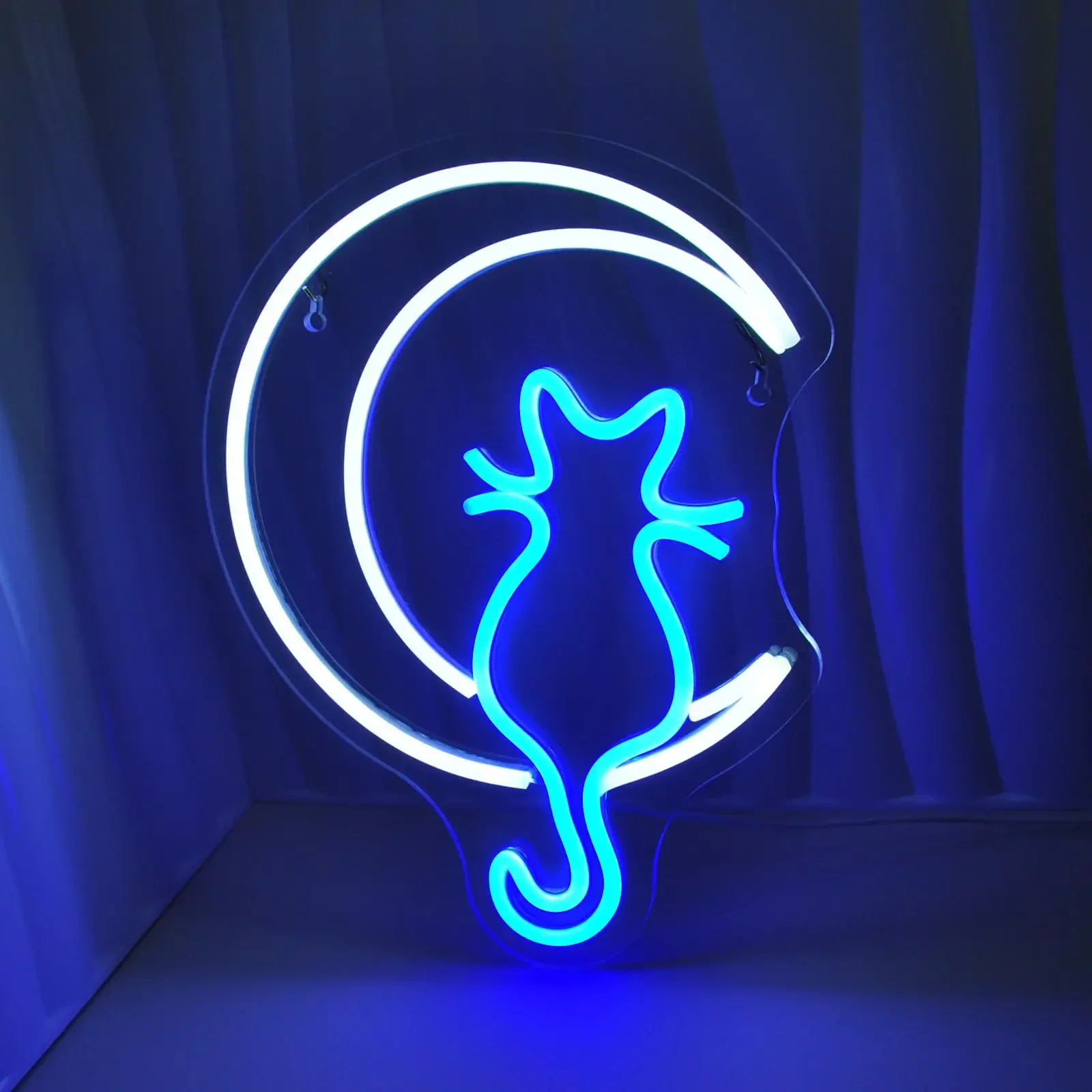 Anime Cat & Moon Neon Sign Personalized Neon Signs for Room Wall Decor ,LED Night Lights Home Decor Lights  Gift for Girls Boys