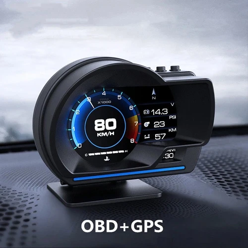 Head Up Display OBD2+GPS Medidor inteligente Velocímetro HUD para automóvil Alarma turbo RPM para automóvil camión